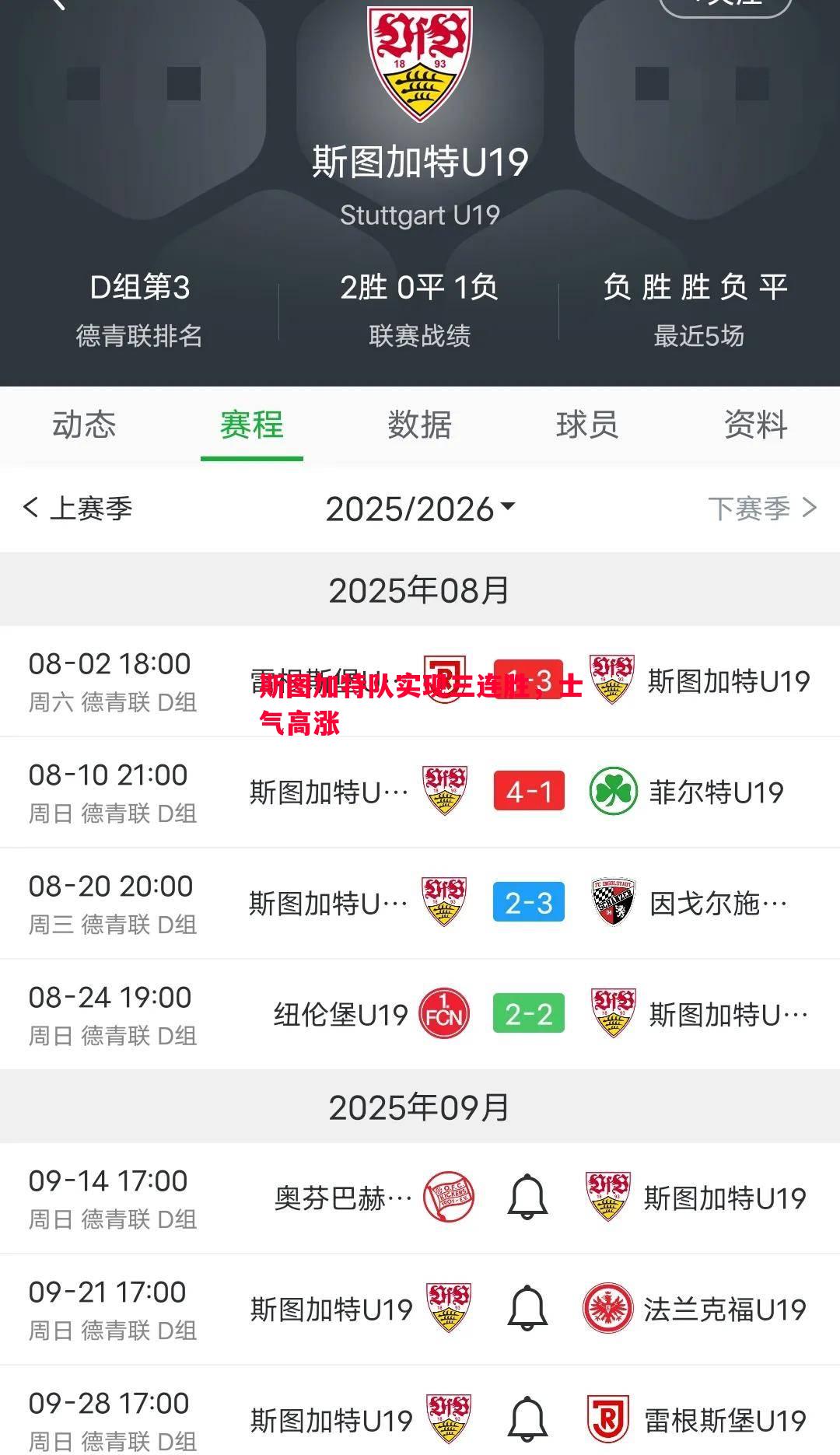 德信app下载-斯图加特队实现三连胜，士气高涨